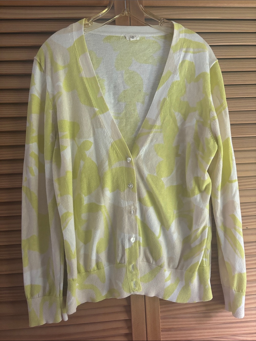 J. Crew Yellow and White V-Neck Button Cardigan